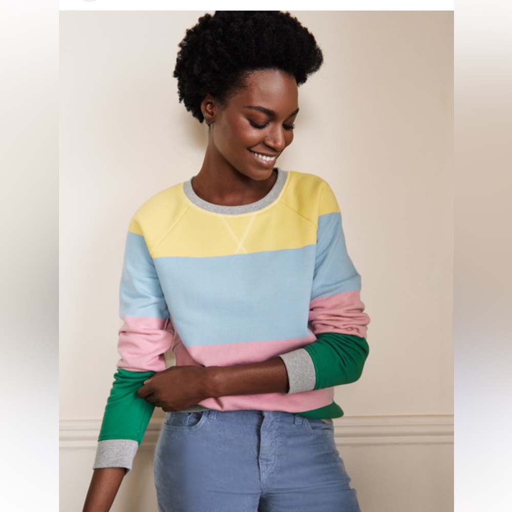 Boden Colorblock Sweatshirt - Green, Blue, Pink, Yellow